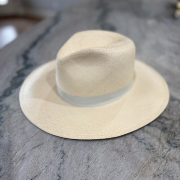 Janessa Leone Aisley White Straw Beach Hat, Size Small main image 12